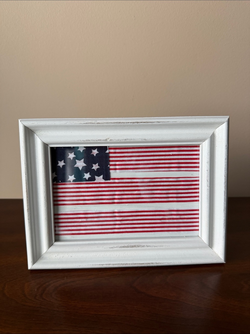 White 4x6 Framed American Flag Home Accent